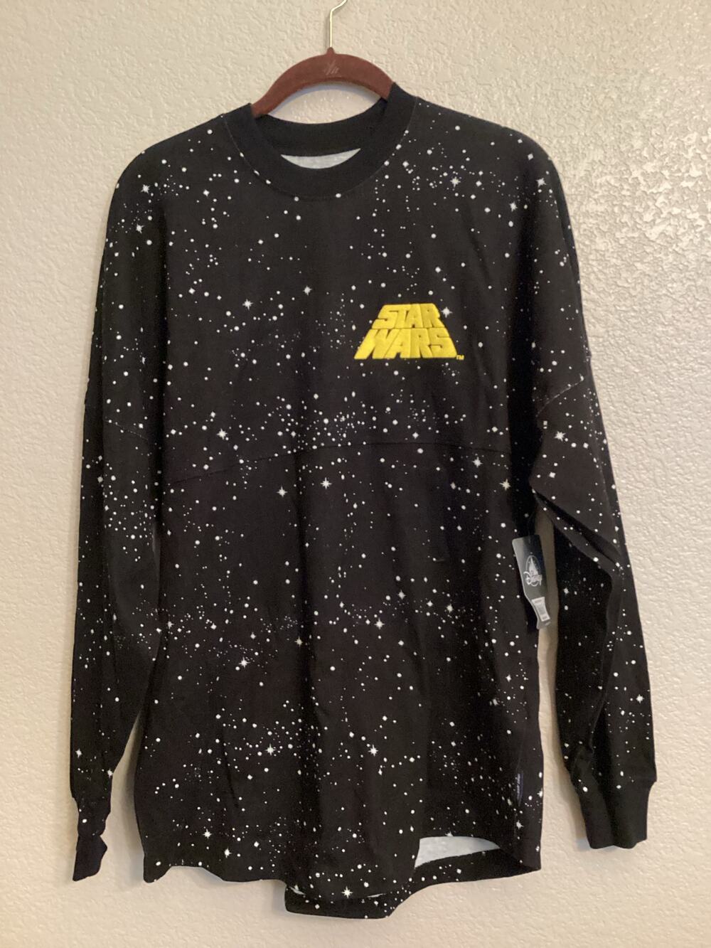 NWT Disney Parks Star Wars Spirit Jersey Galaxy Starfield Intro Screen Print S